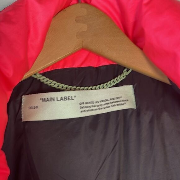NWT Off-White Neon Pink Puffer Down Quilted Jacket Small - Virgin Abloh Unisex - Picture 9 of 17